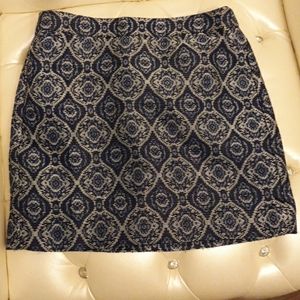 J. Crew navy & off white mini skirt.